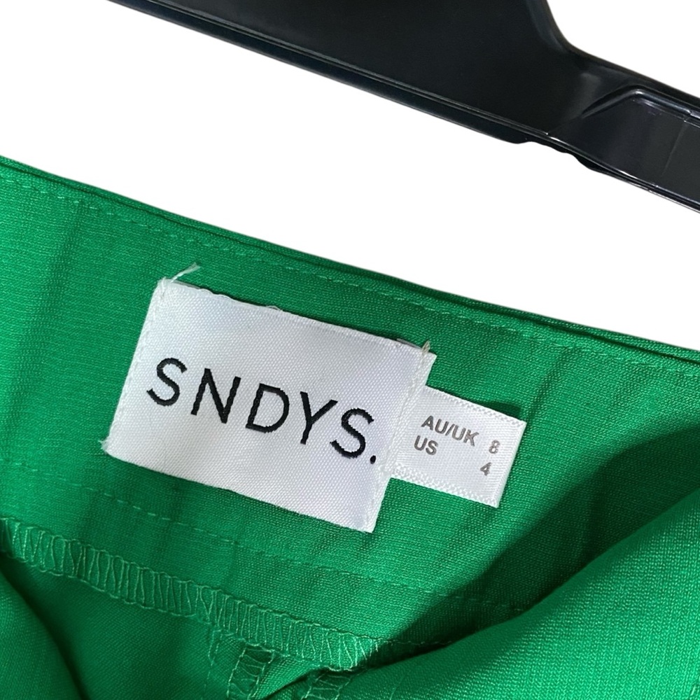 Revolve SNDYS Hills Tailored Green Wide Leg High Waist Pleat Trouser Pant Sz 4 - Picture 14 of 15